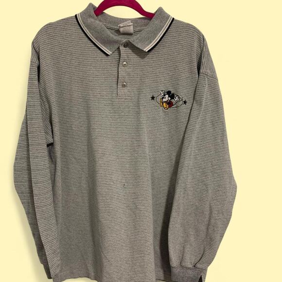 Vintage Disney Mickey Mouse Embroidered Logo Long Sleeve Polo Shirt size XL - Picture 1 of 8